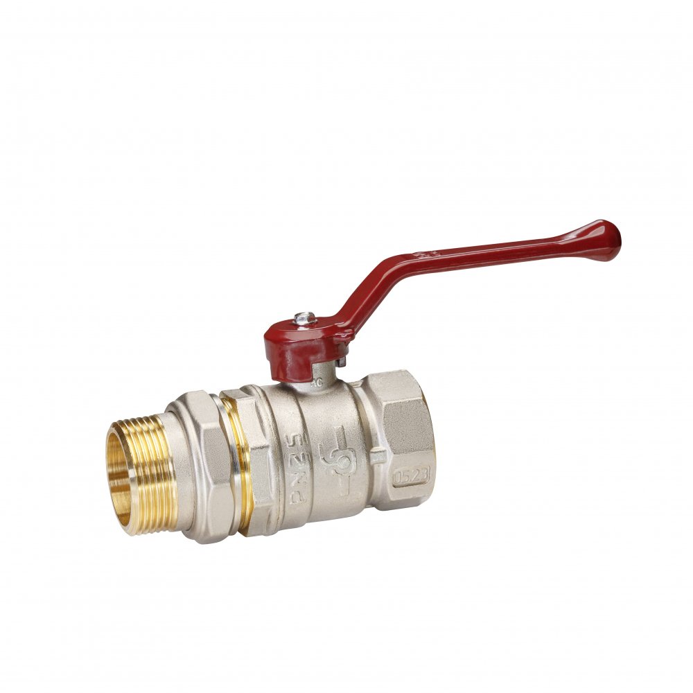 Кран шаровой латунный никель Temper Ду 32 (1 1/4”) PN25, ВР/НР американка, рычаг 8832ВАР11425, DN 32