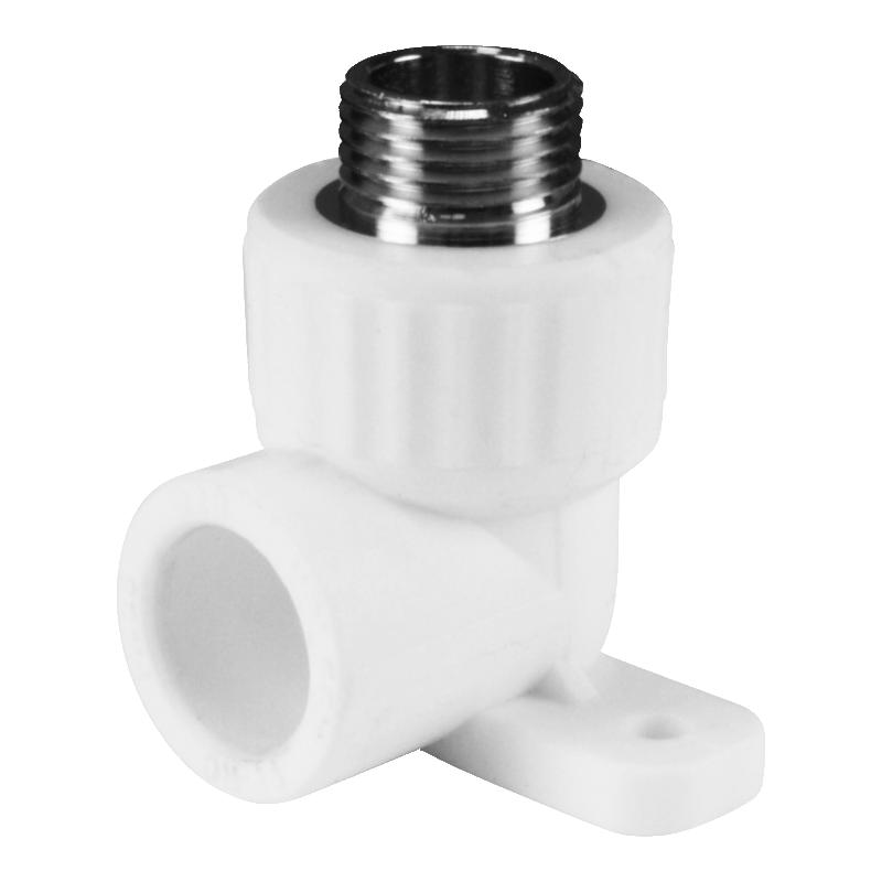 Угольник PP-R комбинированный белый НР Дн 20х1/2" с креплением VALFEX 10121020