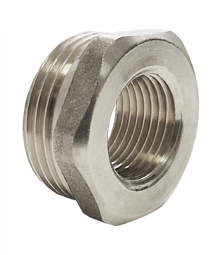 Футорка латунь никель Ду 20х15 (3/4"х1/2") НР/ВР Valfex VF.581.N.034.012, DN 20, 3/4 дюйма